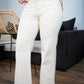 pantalons beige femme coupe flare